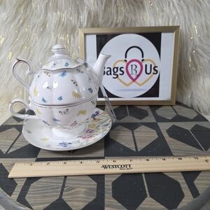 GRACE TEAWARE TEA SET FOR ONE POT AND CUP BUTTERFLY GARDEN BRAND NEW